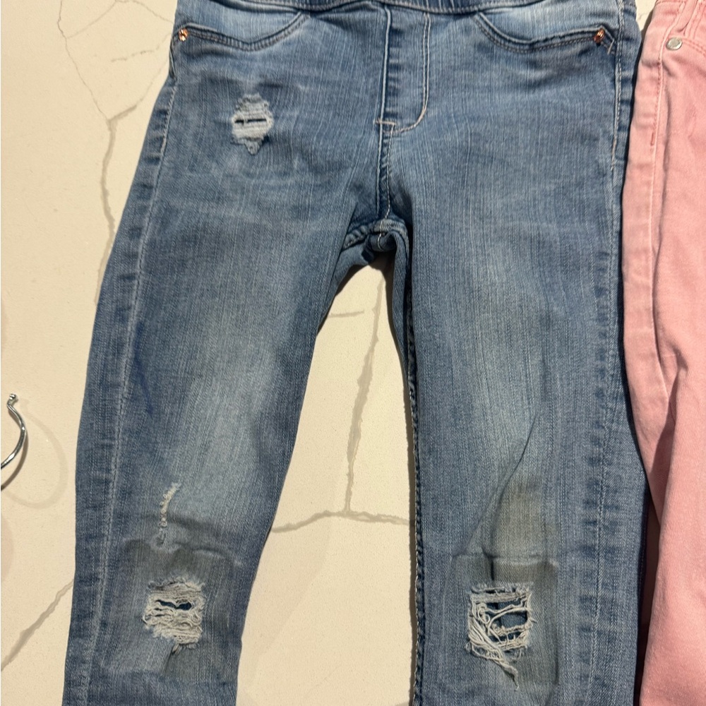Two Pairs Girls Denim Jeggings 6-7 - Picture 4 of 6